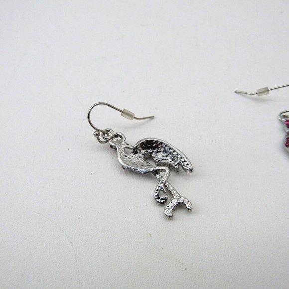 Catherine’s Flamingo Rhinestone Pink Dangle Earrings New - Picture 3 of 5